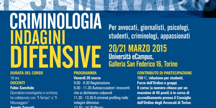 Criminologia: il nuovo seminario all’ eCampus di Torino