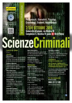 Scienze criminali: un seminario per studiarle con gli esperti