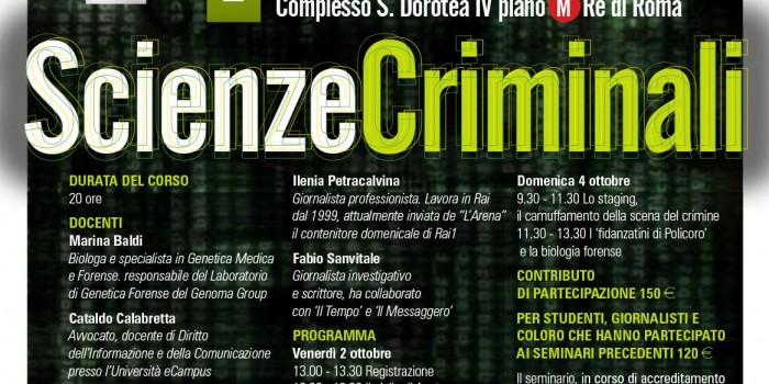 Scienze criminali: un seminario per studiarle con gli esperti