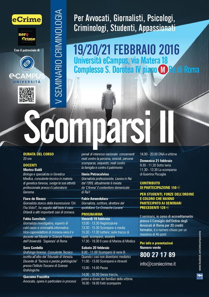 “Scomparsi”: ecco il nuovo seminario di eCrime